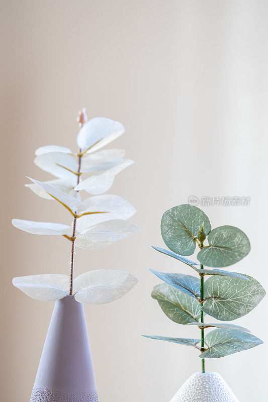 Artificial flowers in vases